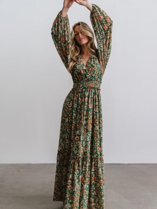 Baltic Born Dresses & Skirts - Baltic Born Green Floral Bria Maxi Dress Medium